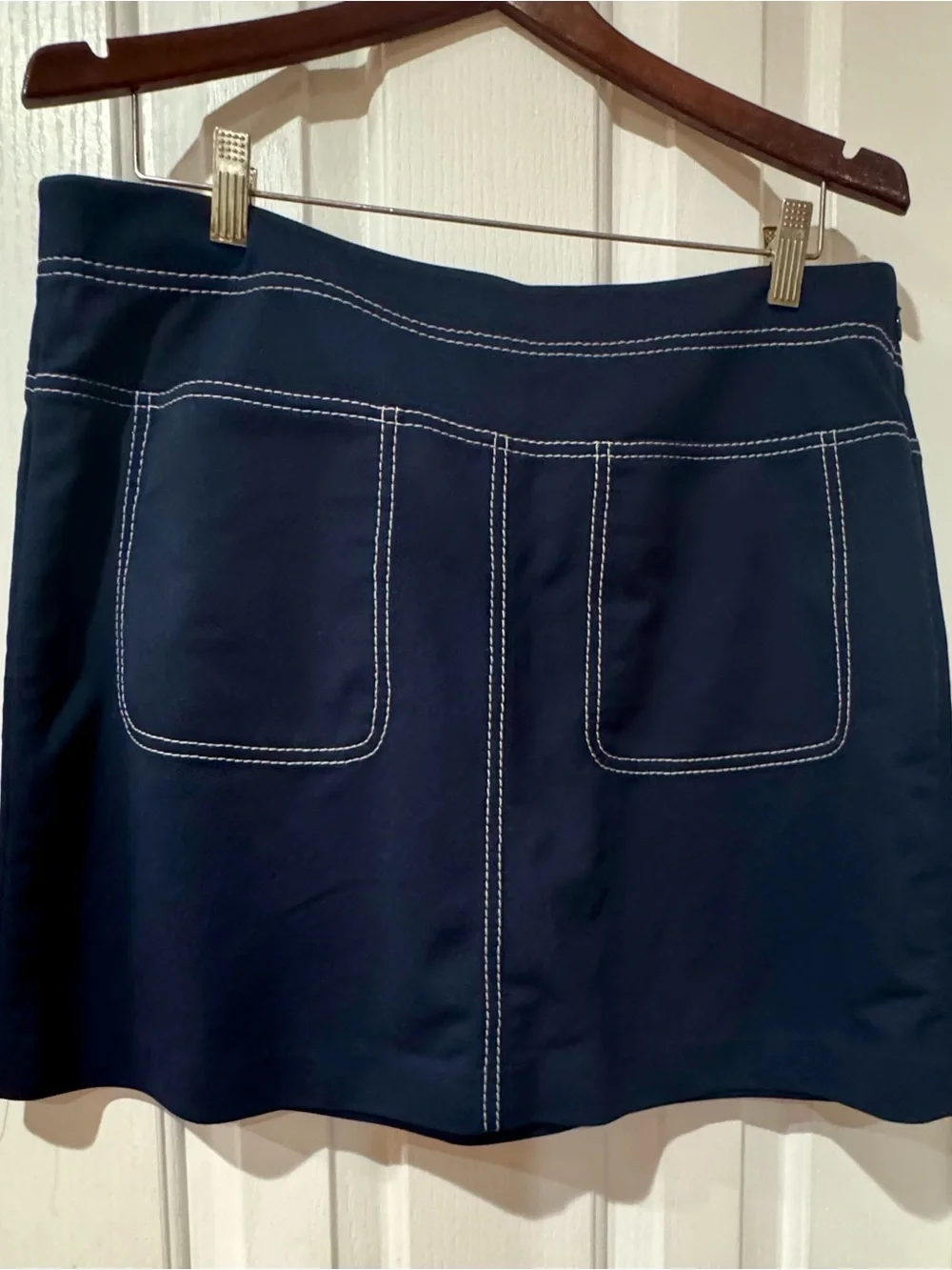 Tory Burch Navy Mini Skort with White Contrast Stitching